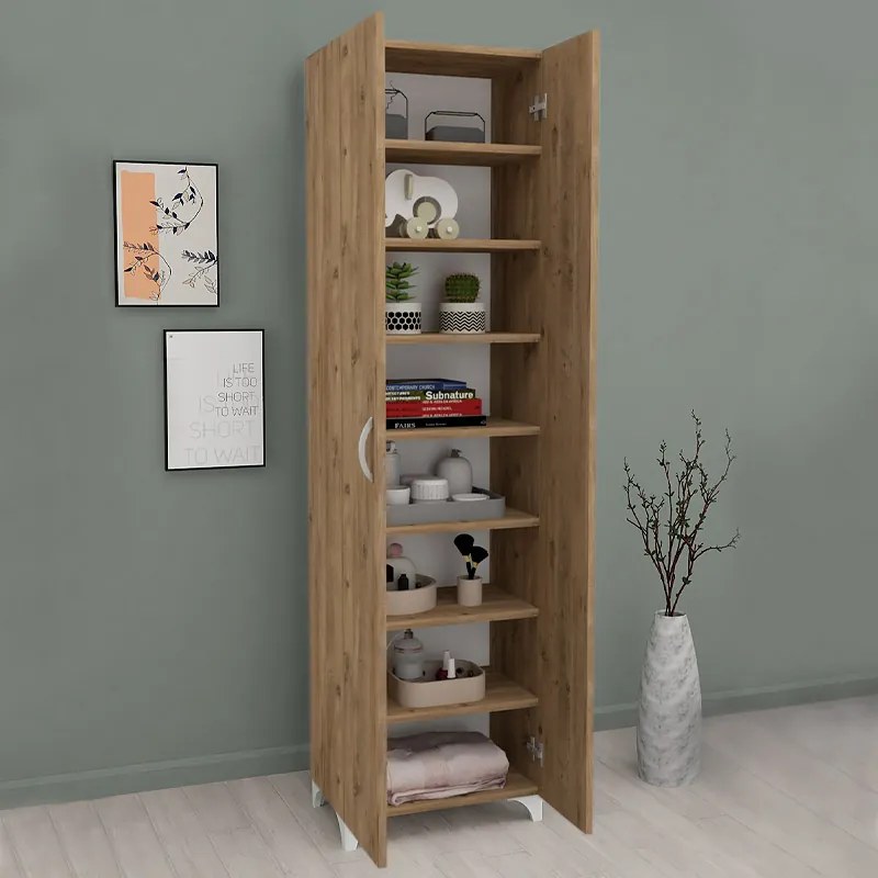 Ντουλάπα - Παπουτσοθήκη Lilly Megapap χρώμα pine oak 49x32x178εκ.