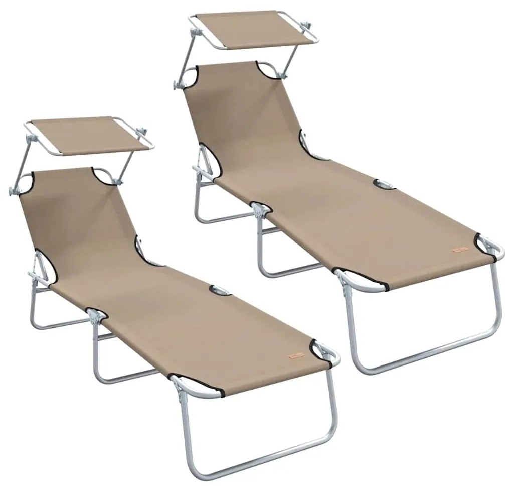 vidaXL Ξαπλώστρα 2-πρόσωπο 2 pcs Taupe 58 x 188 x 77 εκ. ύφασμα