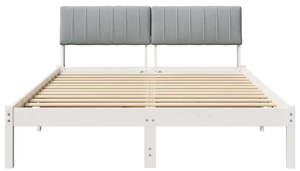 vidaXL Σκελετός Κρεβατιού Λευκό και ανοιχτό γκρι 140 x 190 cm