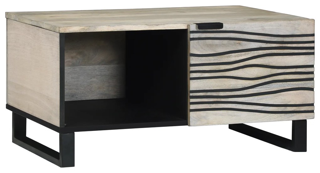 vidaXL Τραπεζάκι σαλονιού Άσπρο, Μαύρο 80 x 50 x 40 cm Σαγκουίνι ξύλο