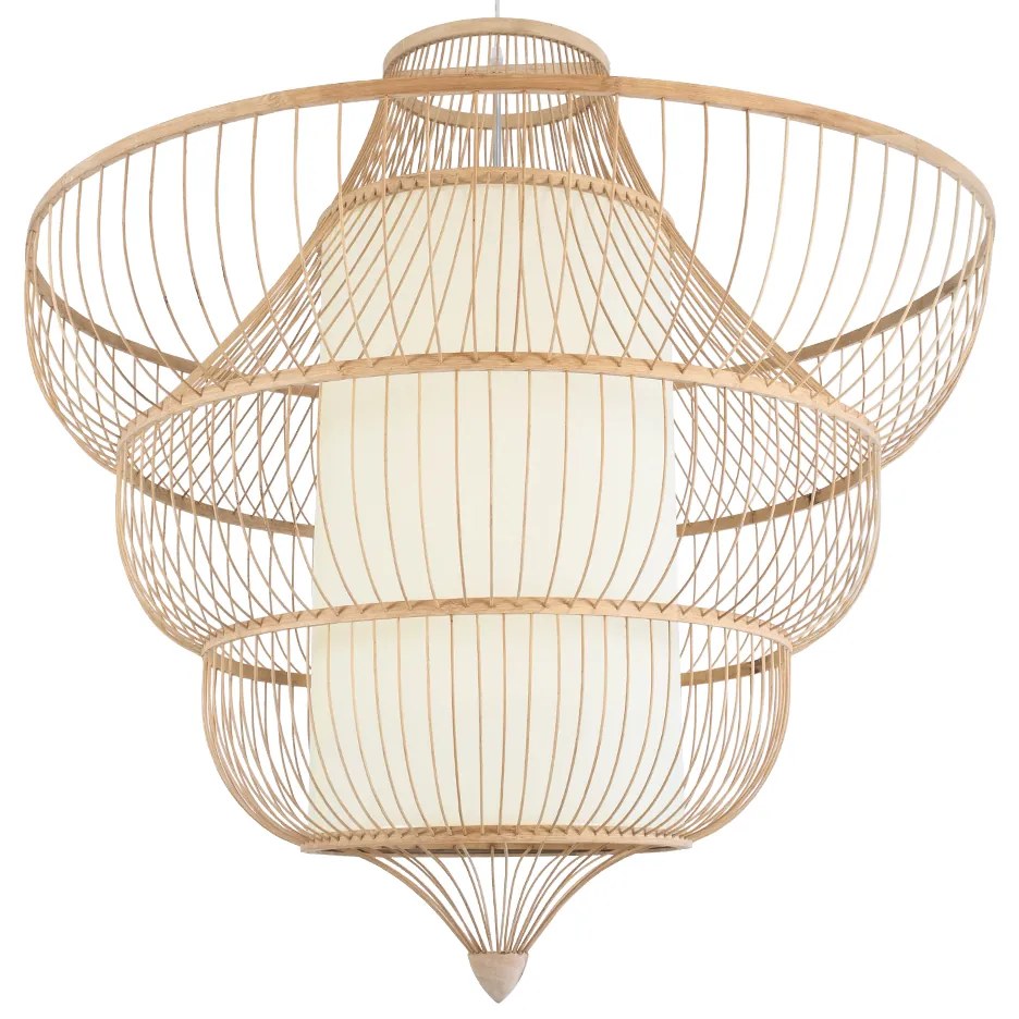 01781 GloboStar® GLOBOSTAR® HIBISCUS 01781 Boho Κρεμαστό Φωτιστικό Οροφής με Ντουί 1 x E27 AC 220-240V IP20 - Μπεζ - Μ100 x Π100 x Υ100cm