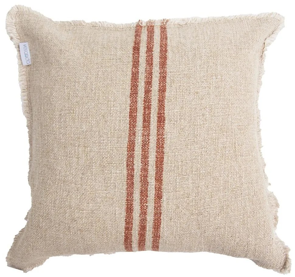Μαξιλαροθήκη Διακοσμητική 0860003 45x45cm Beige-Red Soulworks 45X45 Λινό