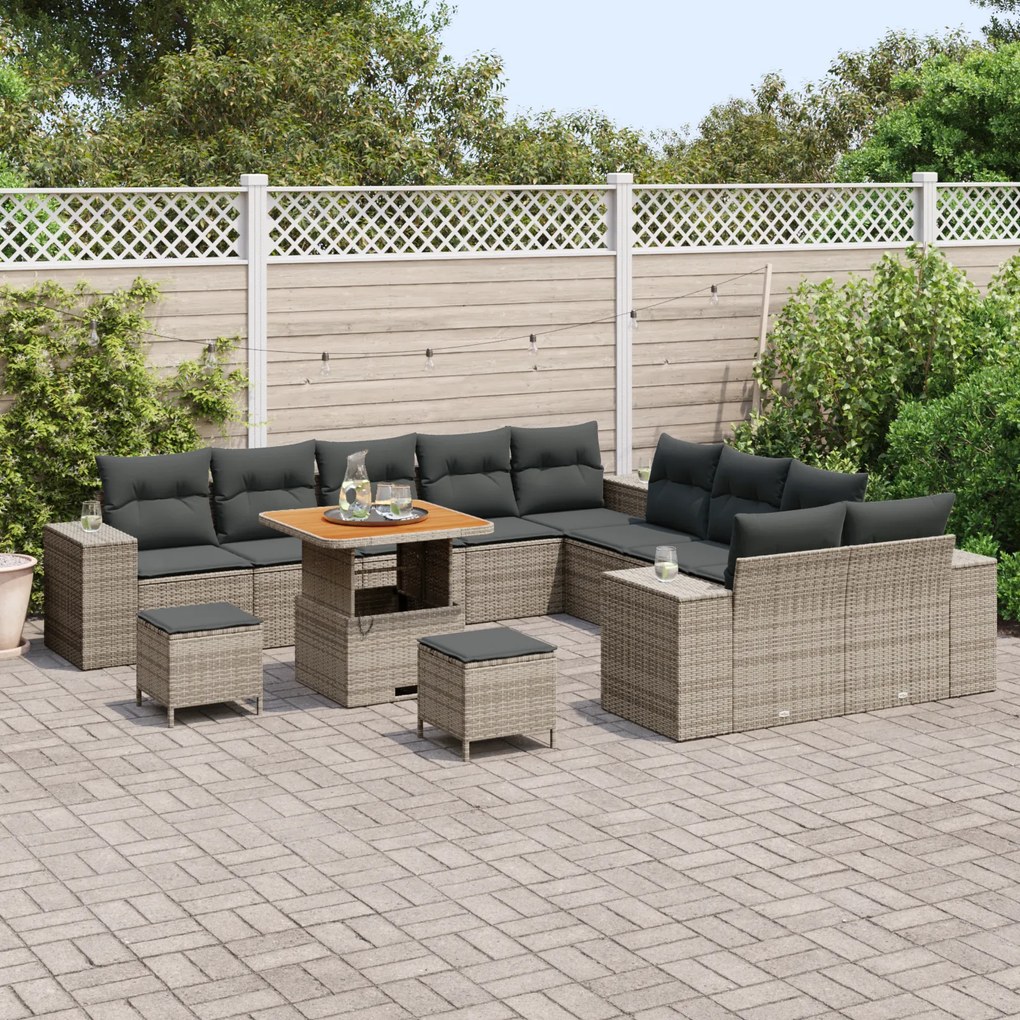 vidaXL Σετ Καναπέ Κήπου με μαξιλάρι 13 pcs Γκρι 80 x 80 x 71 cm