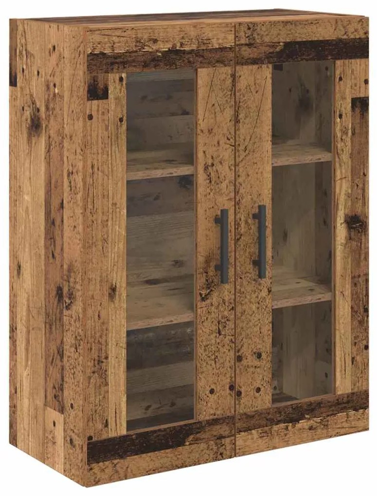 vidaXL Highboard με συρτάρι 2 pcs Παλιό Ξύλο Σύνθετο Ξύλο και Γυαλί