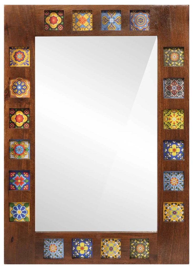 vidaXL Καθρέφτης Μπάνιου Καρυδιά 50 x 70 x 3 εκ. Στερεό ξύλο μάνγκο