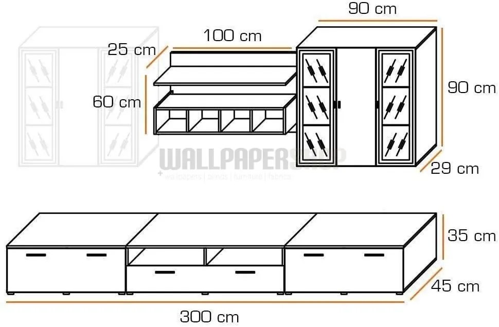 Capri Συνθεση Λευκό / Καφέ / Ανθρακί 300x182x45