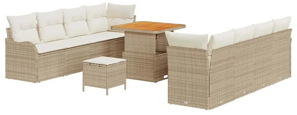 vidaXL Σετ Καναπέ Κήπου με μαξιλάρι 11 pcs Μπεζ, Κρέμα 80 x 80 x 71 cm