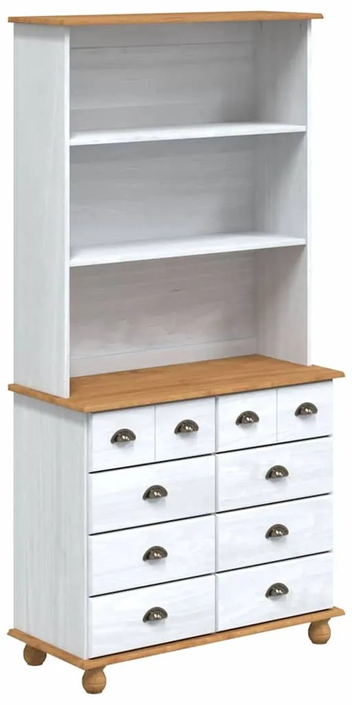 vidaXL Κλουβί με συρτάρι Λευκό 91 x 40 x 184 εκ. Μασίφ ξύλο πεύκου