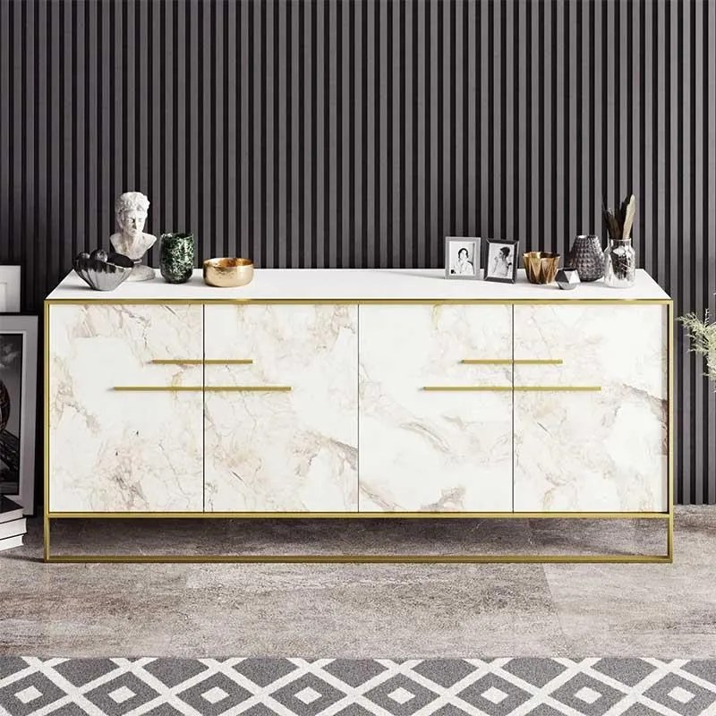 Μπουφές Marble χρώμα λευκό μαρμάρου-χρυσό 180x47,5x75εκ