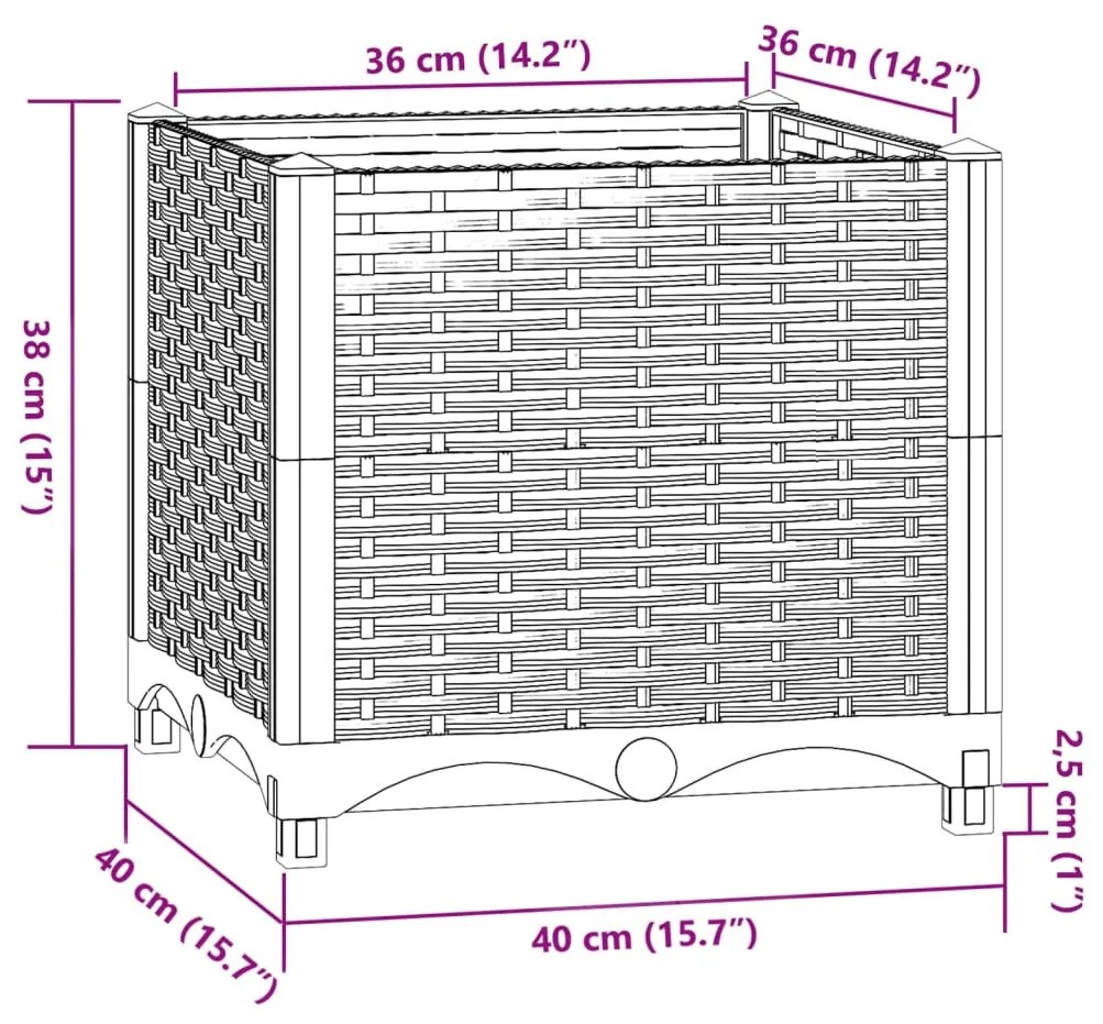 vidaXL Ζαρντινιέρα 40 x 40 x 38 εκ. από Πολυπροπυλένιο