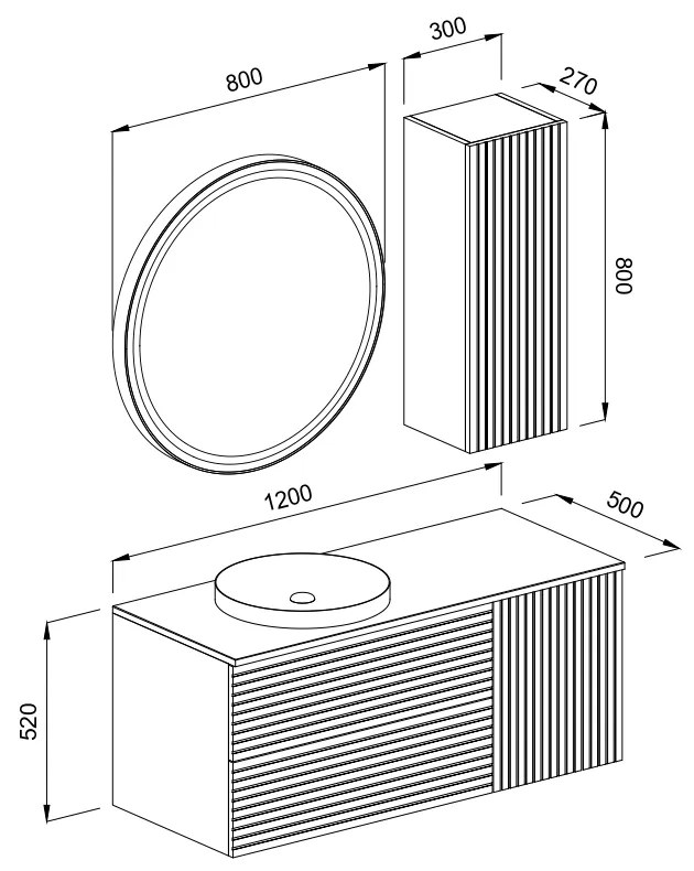 Σετ Έπιπλο Μπάνιου VIEN Ανθρακί MDF 18mm Λάκα 120 9SVIE120ANBM