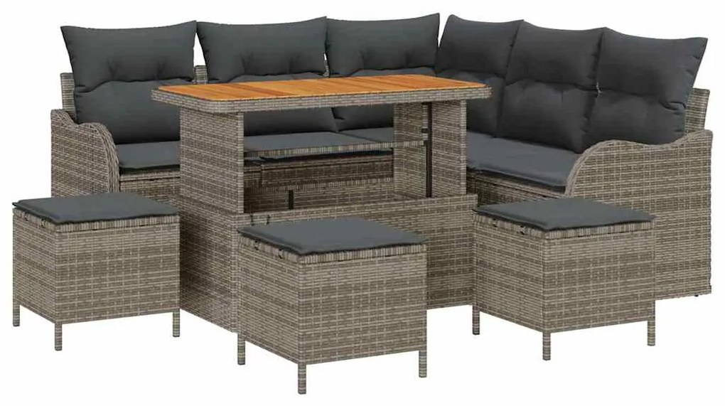 vidaXL Σετ Καναπέ Κήπου με μαξιλάρι 9 pcs Γκρι 110 x 55 x 71 εκ