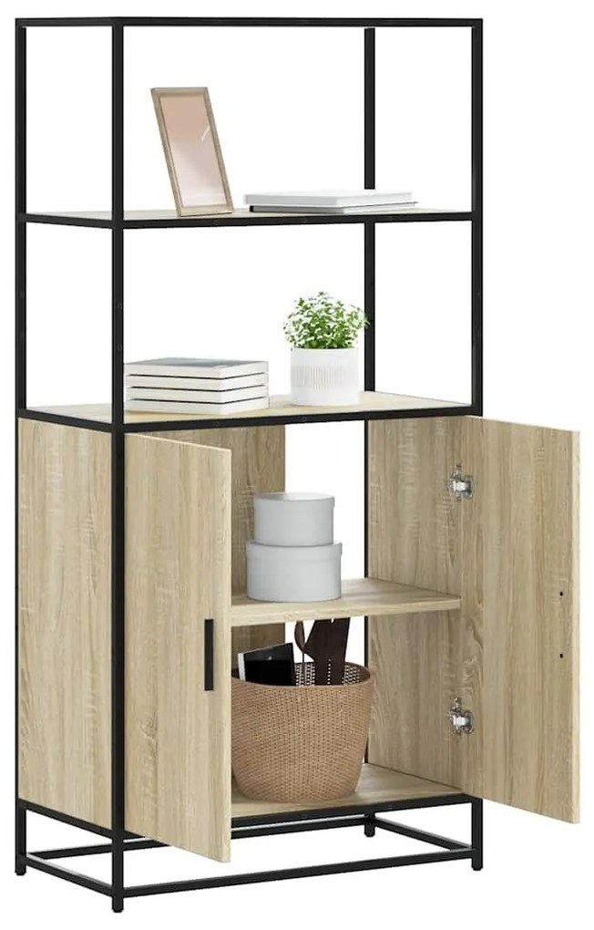 Highboard Δρυς sonoma 68x35x139 cm Επεξεργασμένο ξύλο μέταλλο - Καφέ