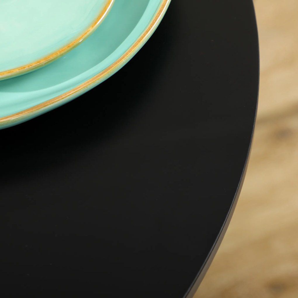 HOMCOM Τραπέζι τραπεζαρίας για 2 άτομα, στρογγυλή επιφάνεια, ατσάλινο πόδι, μαύρο, 70 x 70 x 75 cm