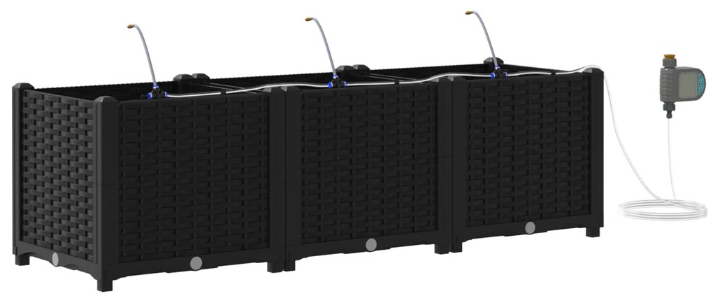vidaXL Γλάστρες Κήπου 1 τεμ Μαύρο 120 x 40 x 37.5 cm Πλαστικό