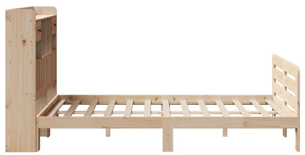 vidaXL Κρεβάτι Βιβλιοθήκη Χωρίς Στρώμα 135x190 εκ Μασίφ Ξύλο Πεύκου