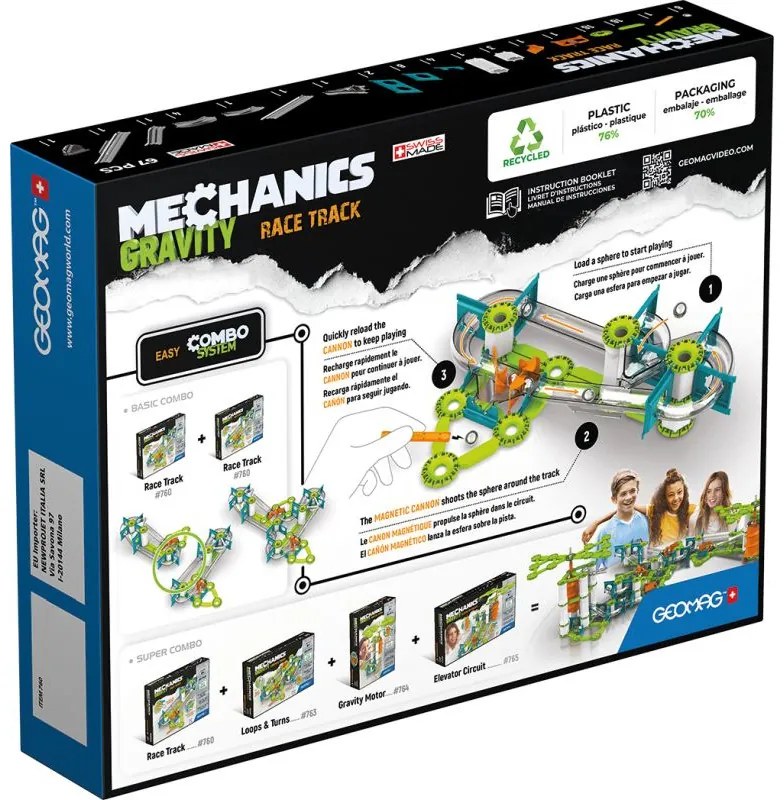 Παιχνίδι Σετ Gravity Race Track 67pcs Green Geomag