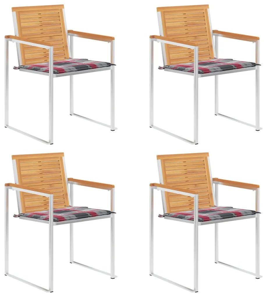 vidaXL Καρέκλες Κήπου 4 τεμ. από Μασίφ Ξύλο Teak με Μαξιλάρια