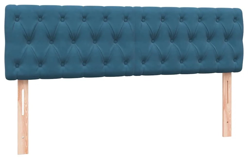 vidaXL Box Spring κρεβάτι με στρώμα σκούρο μπλε 140x220 cm Βελούδινο