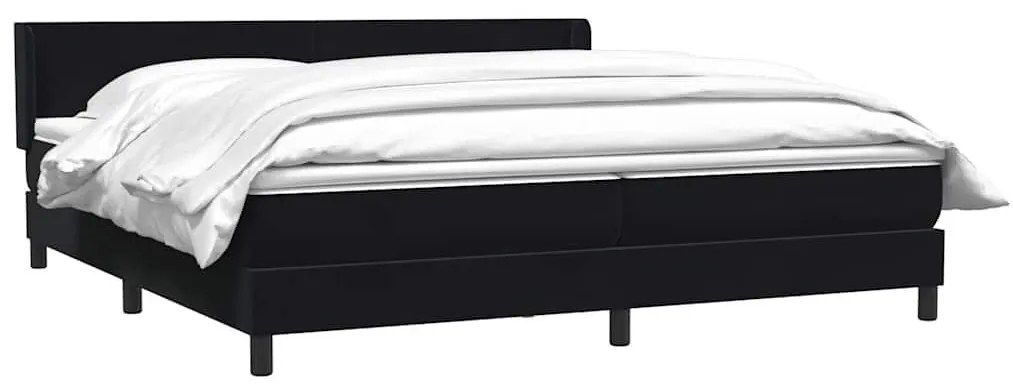 Κρεβάτι Boxspring με Στρώμα Μαύρο 180x210 εκ. Βελούδινο - Μαύρο