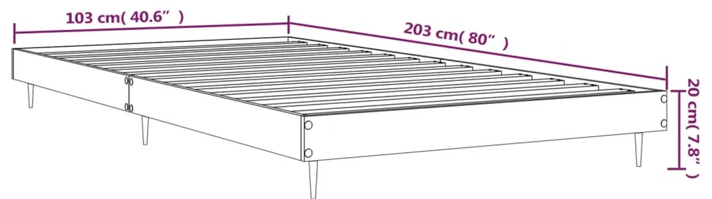 Πλαίσιο Κρεβατιού Γκρι Sonoma 100x200 εκ. Επεξεργασμένο Ξύλο - Γκρι