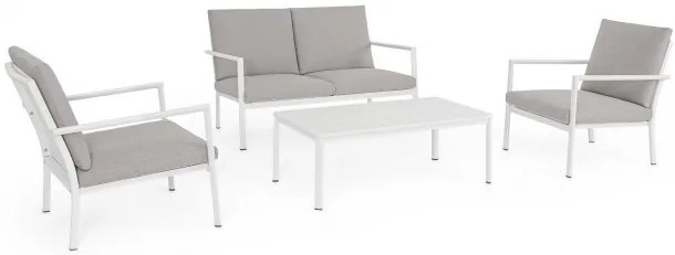 Σετ Σαλόνι Εξωτερικού Χώρου Konnor Λευκό 135x82x84εκ. - Γκρι