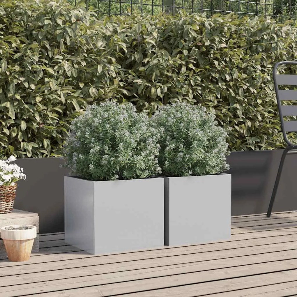 vidaXL Ζαρντινιέρες 2 τεμ. Ασημί 32x30x29 εκ. από Γαλβανισμένο Χάλυβα
