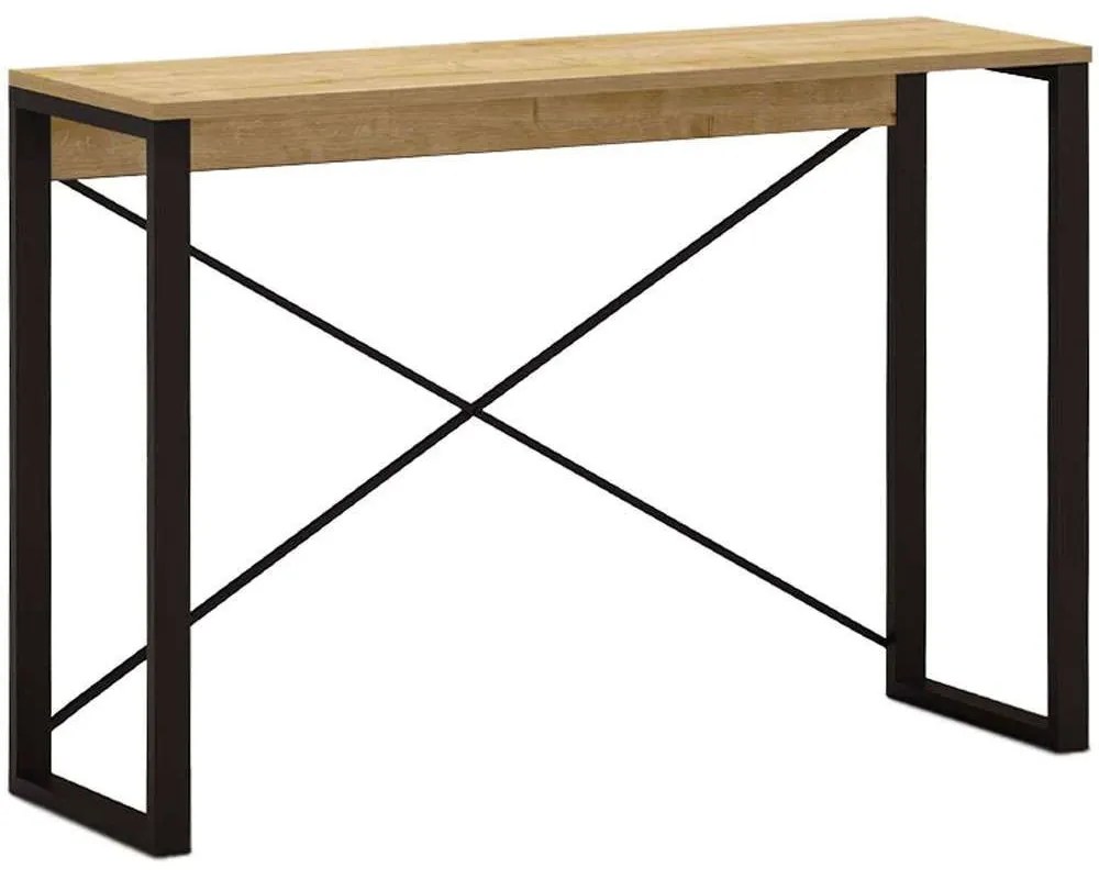 Κονσόλα Archie 0249806 110x35x75cm Oak-Black Μοριοσανίδα, Μέταλλο