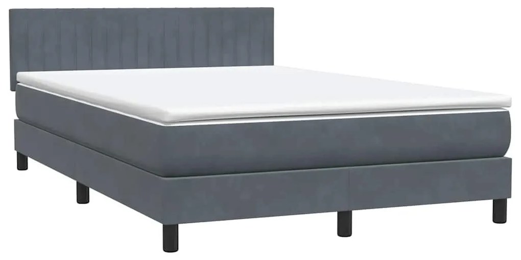 Κρεβάτι Boxspring με Στρώμα Σκούρο Γκρι 160x210 εκ. Βελούδινο - Γκρι