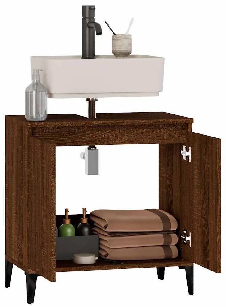 vidaXL Ντουλάπι Νιπτήρα Καφέ Δρυς 58x33x60 εκ. Επεξεργασμένο Ξύλο