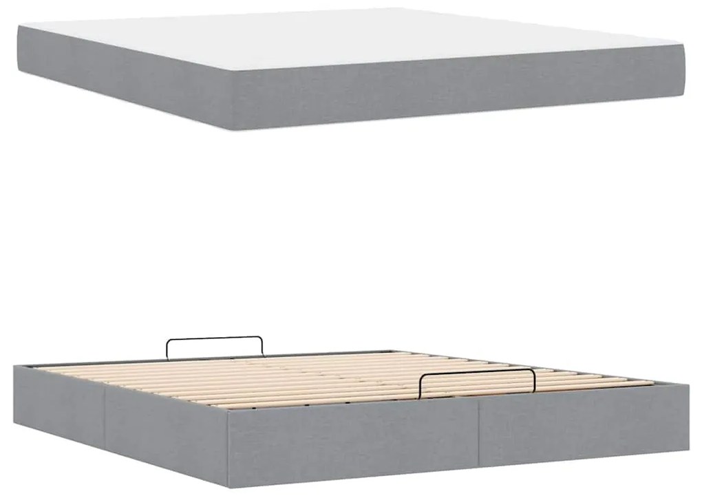 vidaXL Σκελετός Κρεβατιού Ανοιχτό γκρι 180 x 200 cm ύφασμα