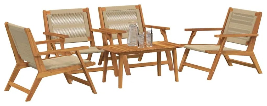 vidaXL Κήπου Καρέκλες με Τραπέζι 5 pcs Μπεζ 90 x 45 x 40 cm