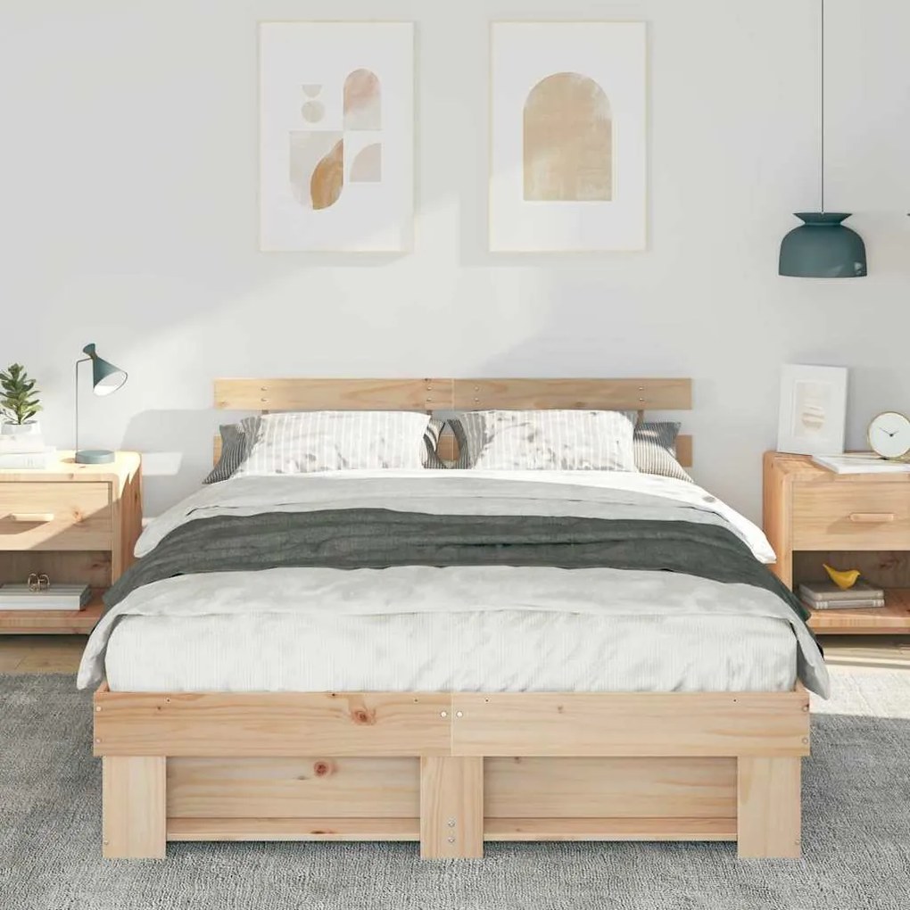 vidaXL Σκελετός Κρεβατιού Καφέ 150 x 200 cm Μασίφ ξύλο πεύκου