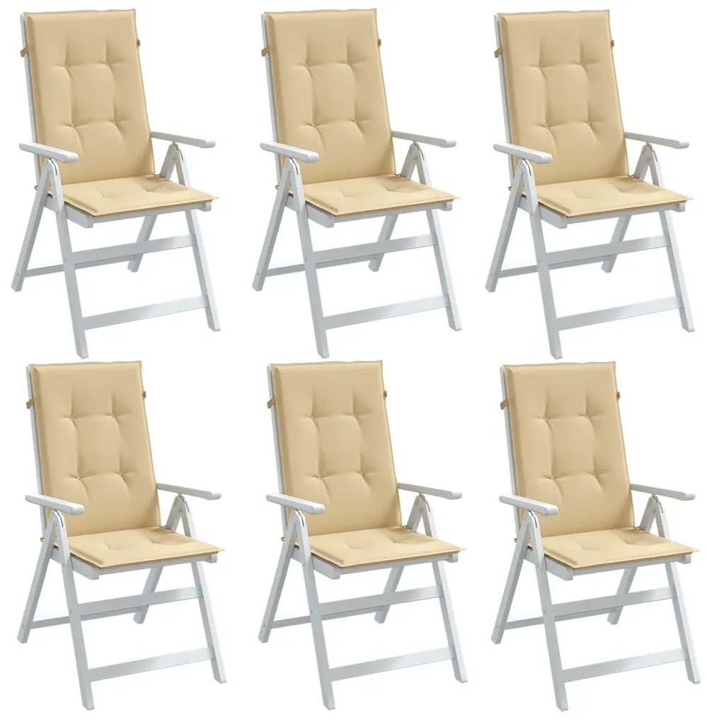 Μαξιλάρια Καρέκλας με Πλάτη 6 τεμ. Μπεζ 120x50x7 εκ. Ύφασμα