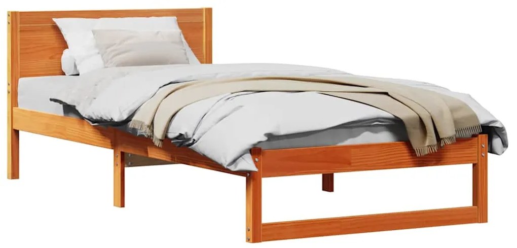 vidaXL Σκελετός Κρεβατιού Καφέ 90 x 190 cm Μασίφ ξύλο πεύκου