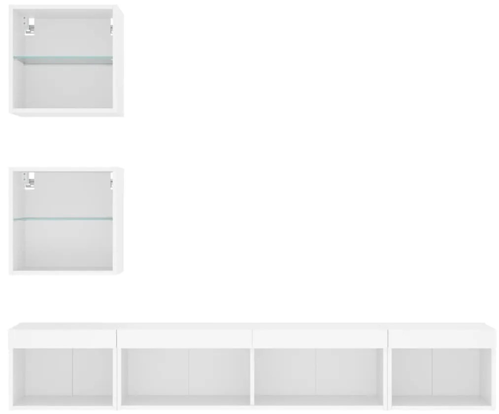 vidaXL Έπιπλα Τοίχου Τηλεόρασης 5 τεμ LED Λευκά από Επεξεργασμένο Ξύλο