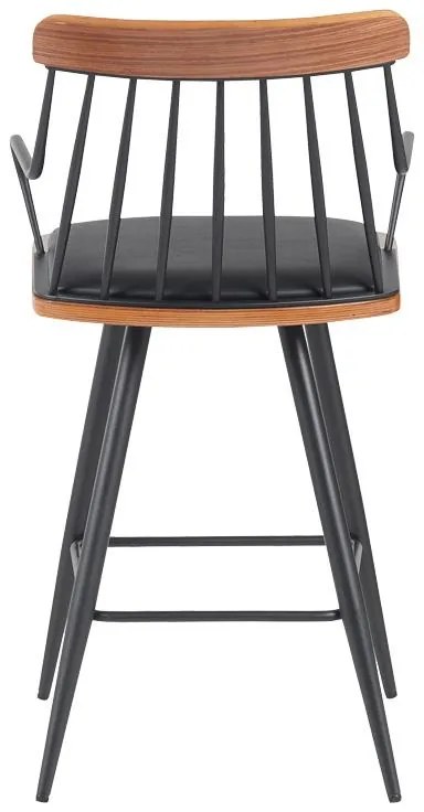 Σκαμπό μπαρ Posse μέταλλο μαύρο-καρυδί ξύλο-μαύρο pu 48x54x92.5εκ 48x54x92.5 εκ.