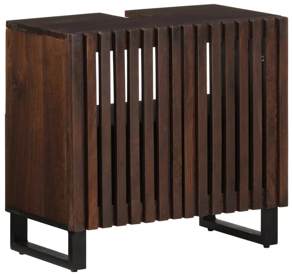 vidaXL Ντουλάπι Μπάνιου Καφέ 62x34x58 εκ. από Μασίφ Ξύλο Μάνγκο