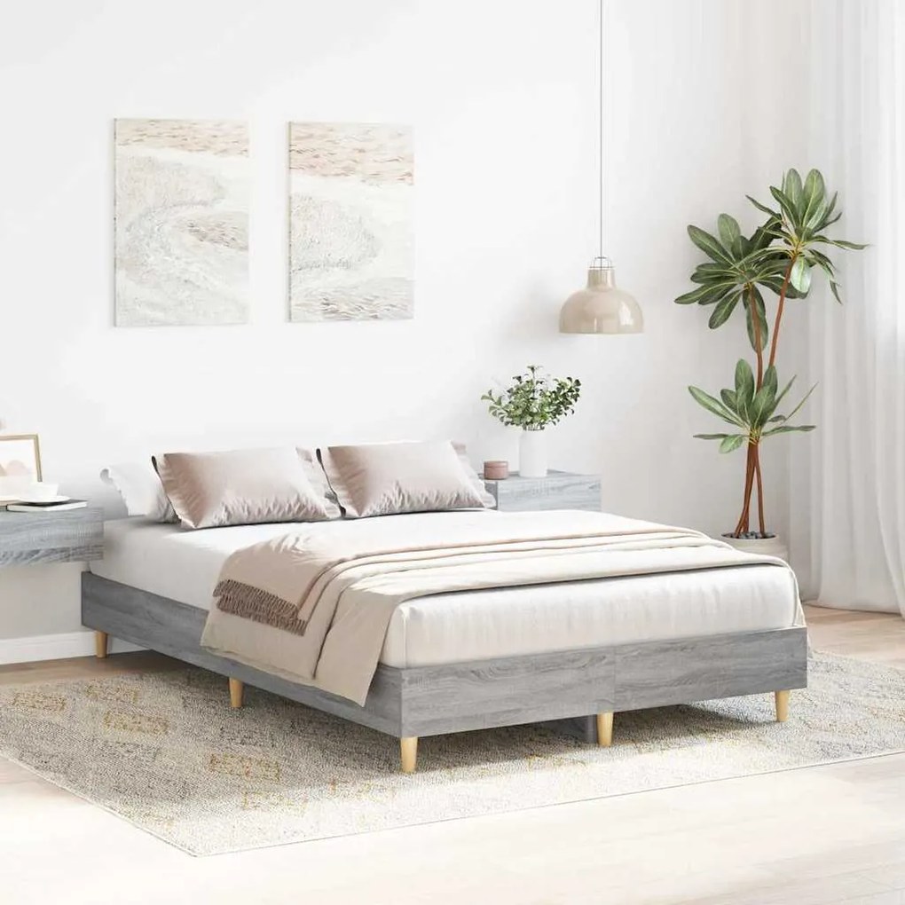 vidaXL Σκελετός Κρεβατιού Γκρι sonoma 120 x 190 cm Επεξεργασμένο ξύλο
