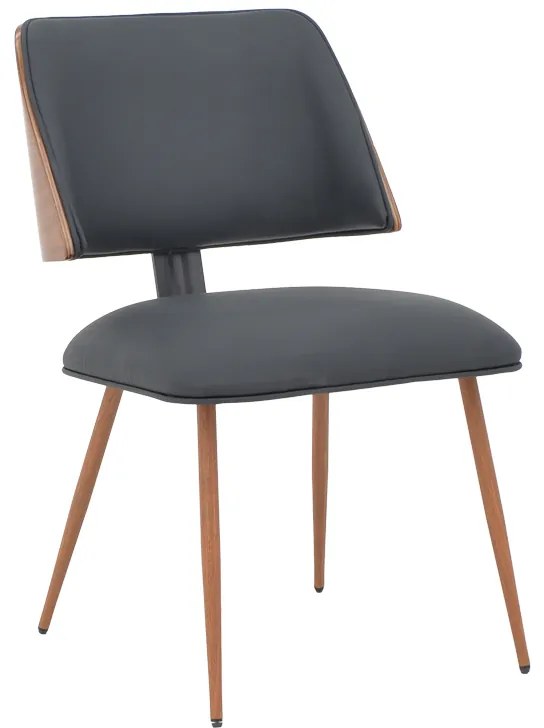 Καρέκλα Ubane pakoworld μαύρο pu-πόδι καρυδί μέταλλο 53x62.5x85εκ