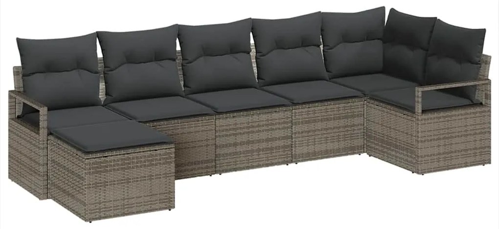 vidaXL Σετ Καναπέ Κήπου 7 pcs Γκρι Πολυ ράταν