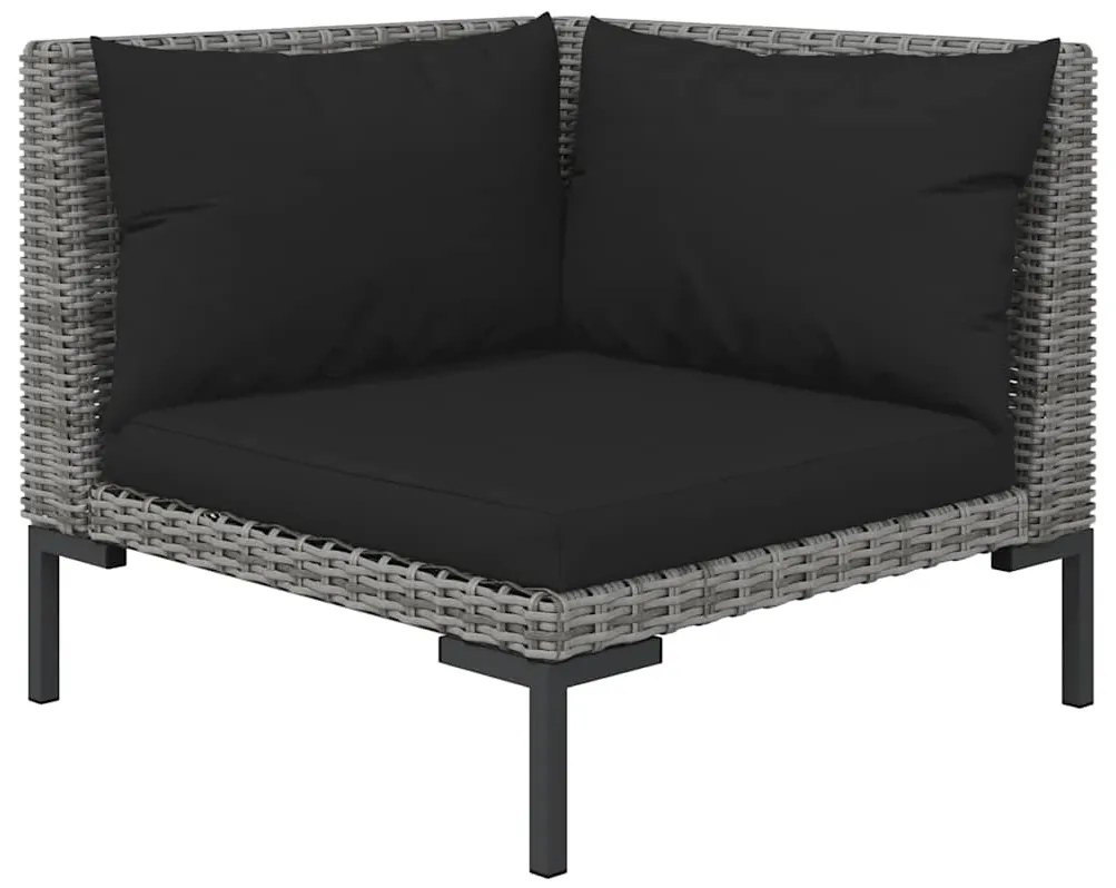 vidaXL Σαλόνι Κήπου 3 Τεμαχίων Σκούρο Γκρι Ημικυκλικό Συνθετικό Ρατάν