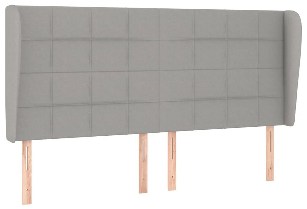 Κεφαλάρι με Πτερύγια Ανοιχτό Γκρι 163x23x118/128 εκ. Υφασμάτινο 3117962