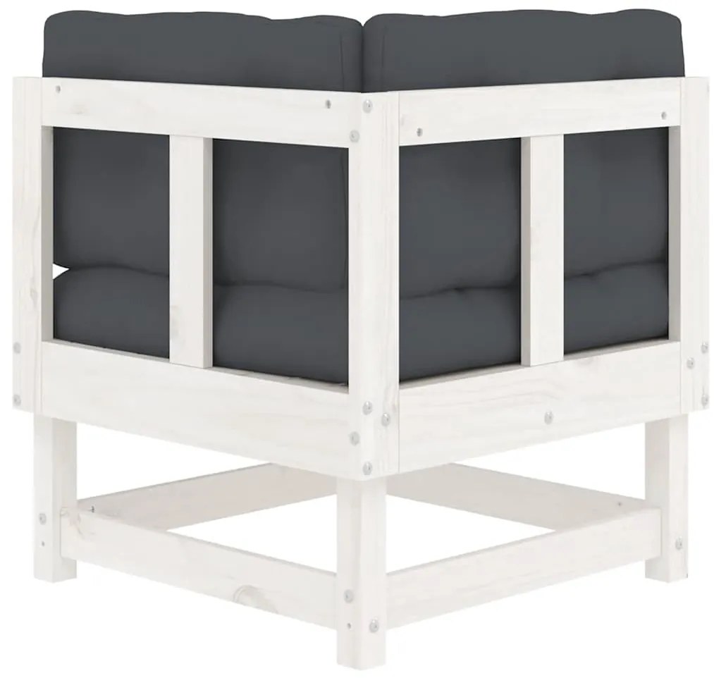 vidaXL Καναπέδες Γωνιακοί με Μαξιλάρια 2 τεμ. Λευκοί Μασίφ Ξύλο Πεύκου