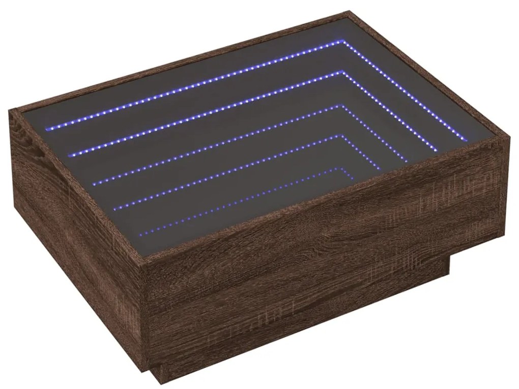 vidaXL Τραπεζάκι Σαλονιού με LED Δρυς 70x50x30 εκ. Επεξεργασμένο Ξύλο