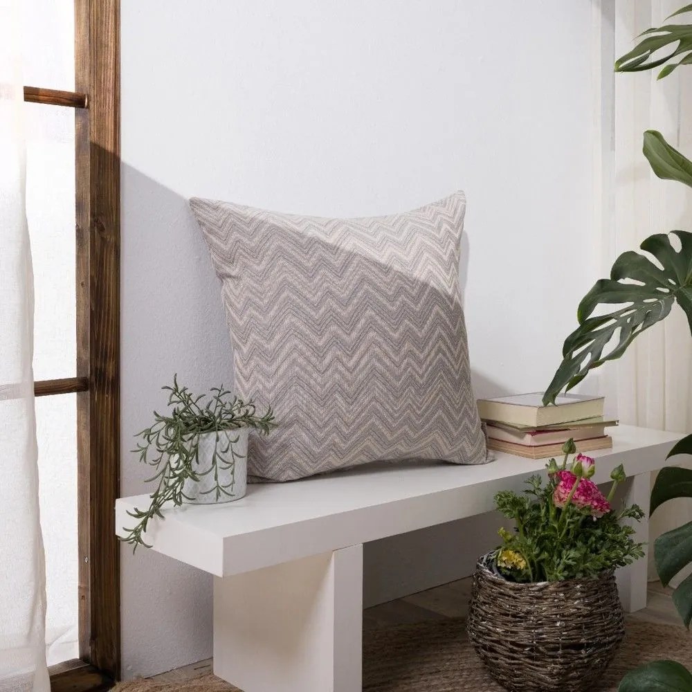 Μαξιλάρι Διακοσμητικό (Με Γέμιση) Piacenza 04 Grey Teoran 50X50 Βαμβάκι-Πολυέστερ