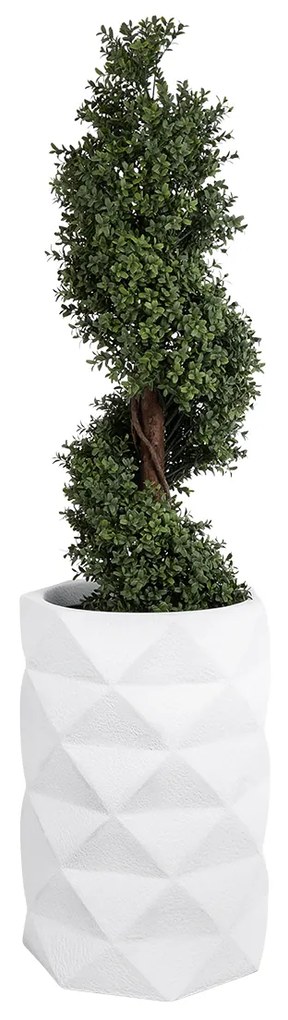 GloboStar® Artificial Garden VARENNA 20743 Επιδαπέδιο Πολυεστερικό Τσιμεντένιο Κασπώ Γλάστρα - Flower Pot Λευκό Φ40 x Υ60cm