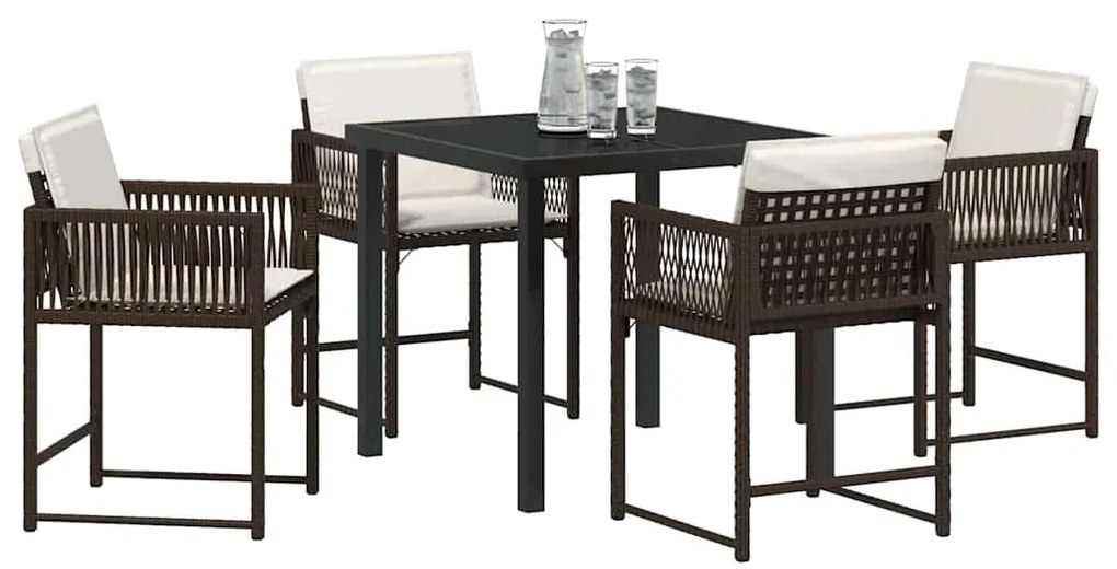 vidaXL Σέτ φαγητού για κήπο 5 pcs Καφέ συνθετικό ρατάν