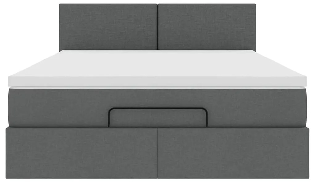 vidaXL Οθωμανικό κρεβάτι με στρώμα Σκούρο γκρι 140x200cm ύφασμα