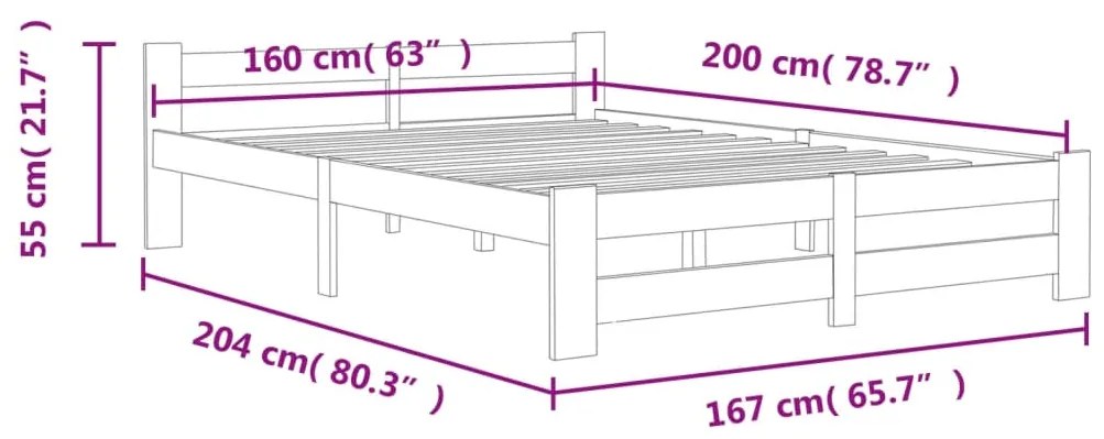 ΠΛΑΙΣΙΟ ΚΡΕΒΑΤΙΟΥ ΛΕΥΚΟ 160 X 200 ΕΚ. ΑΠΟ ΜΑΣΙΦ ΞΥΛΟ ΠΕΥΚΟΥ 322002